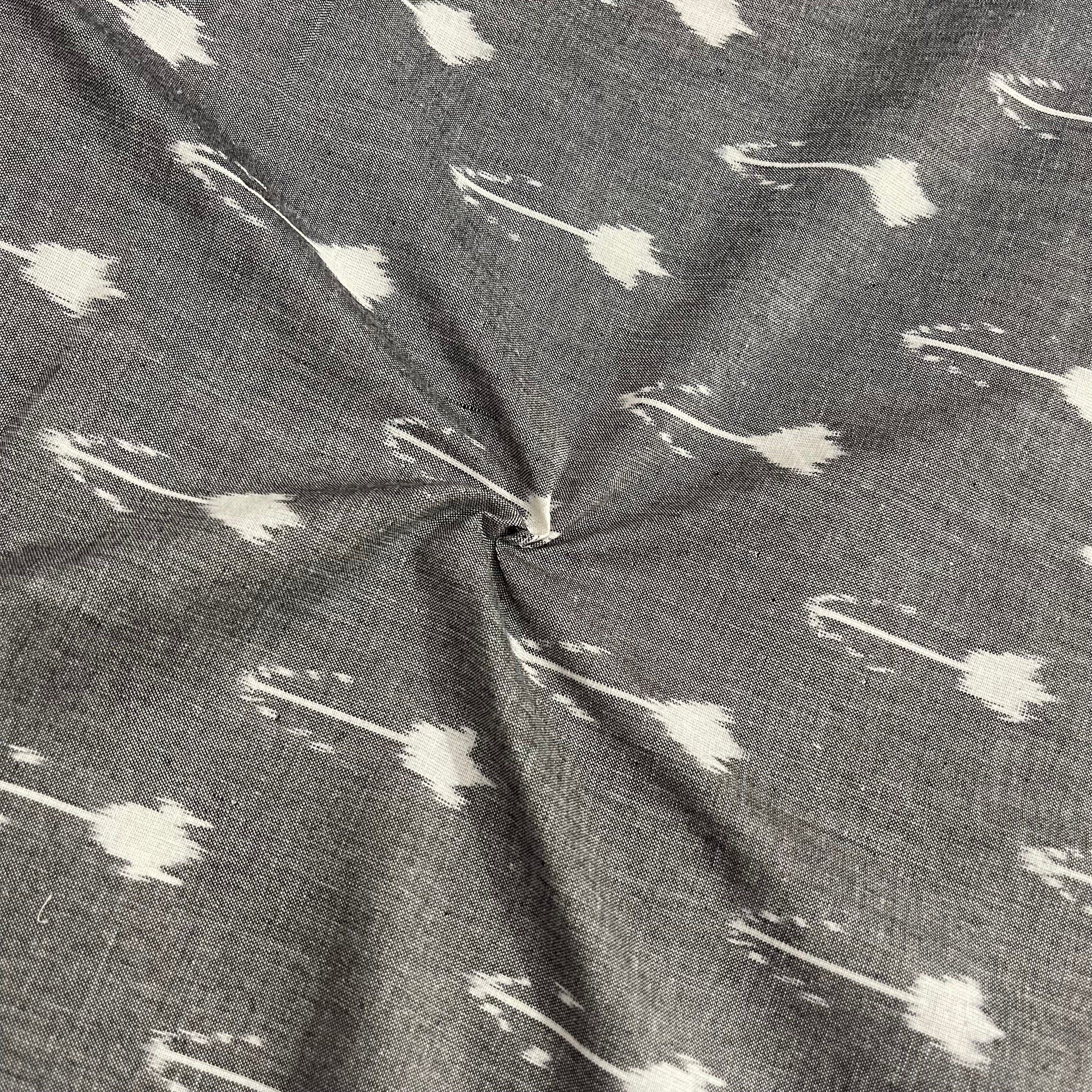 Gray Color Flower Design Pochampally ikkat Cotton Fabric