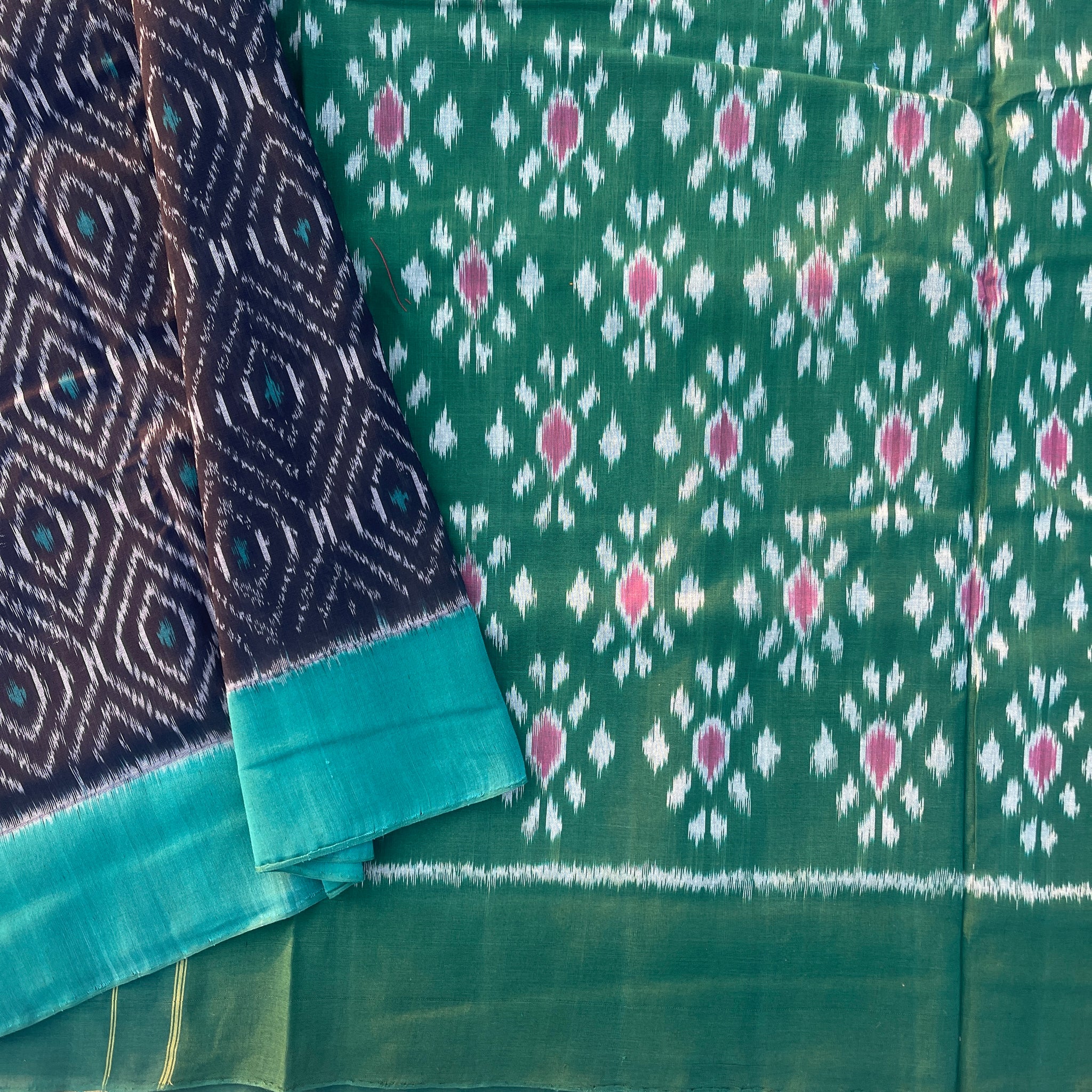 Black & Green Ikkat cotton Saree