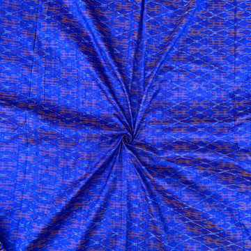 Blue Colour Ikkat Raw silk Fabric