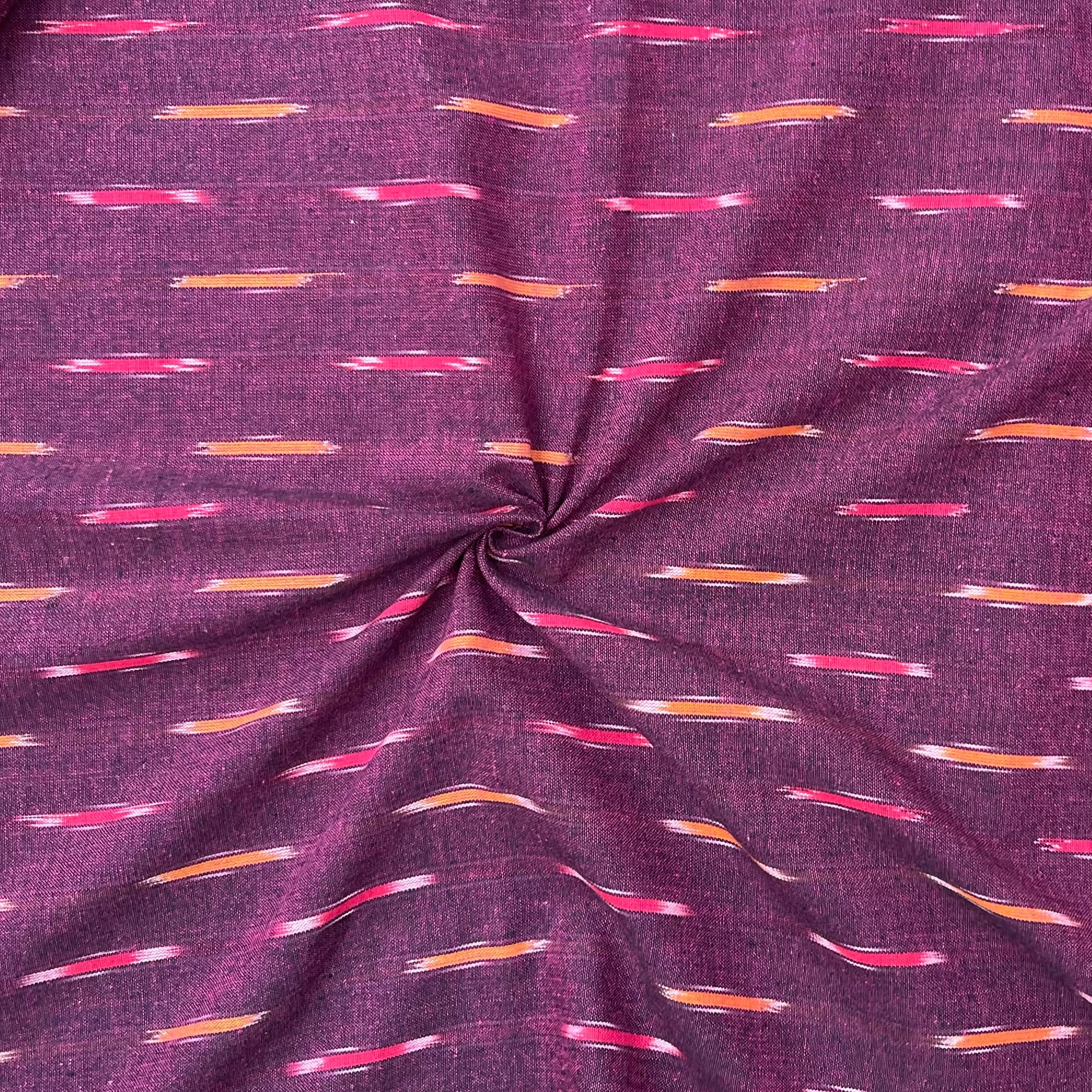 Wine Colour Ikkat Cotton Fabric
