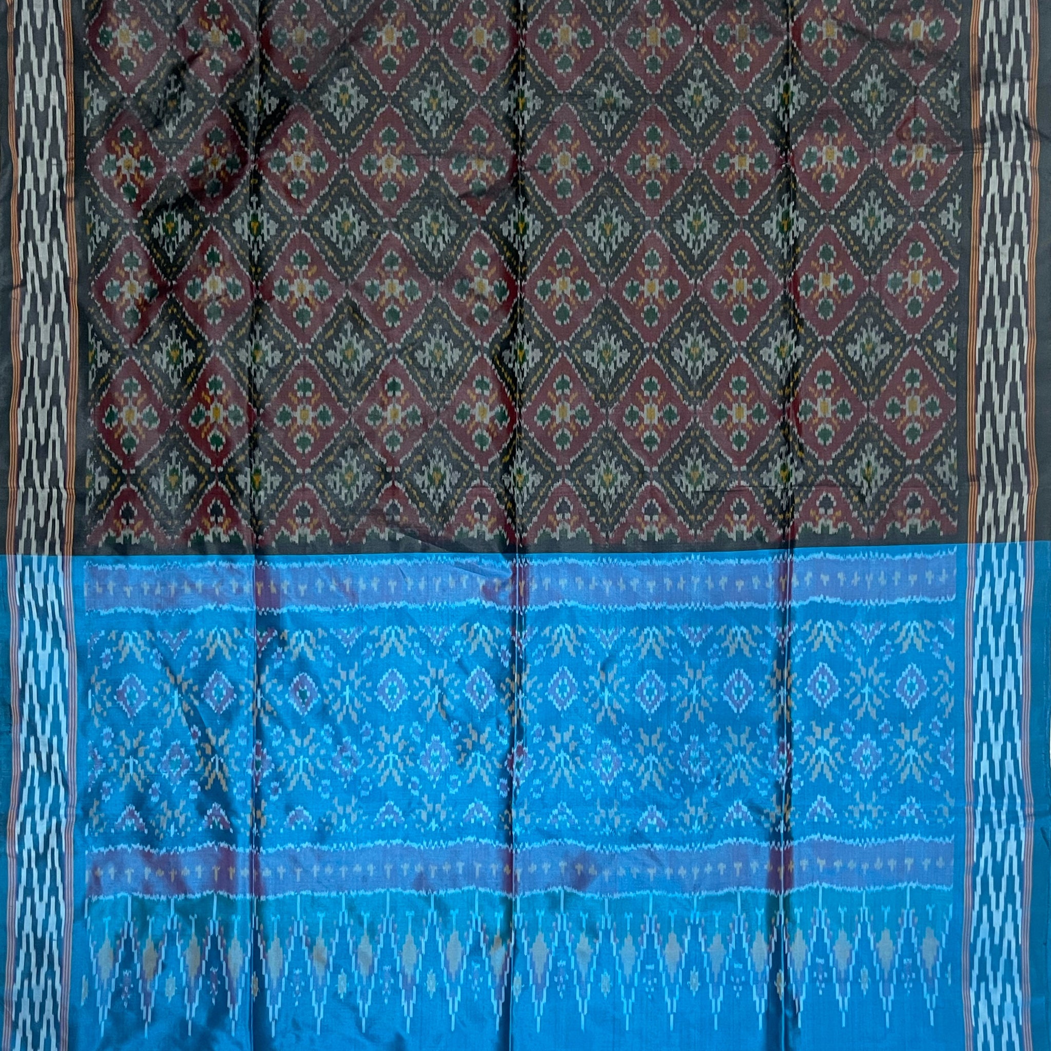 Black & Blue colour Ikkat Handloom silk duppata
