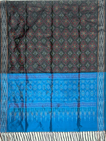 Black & Blue colour Ikkat Handloom silk duppata