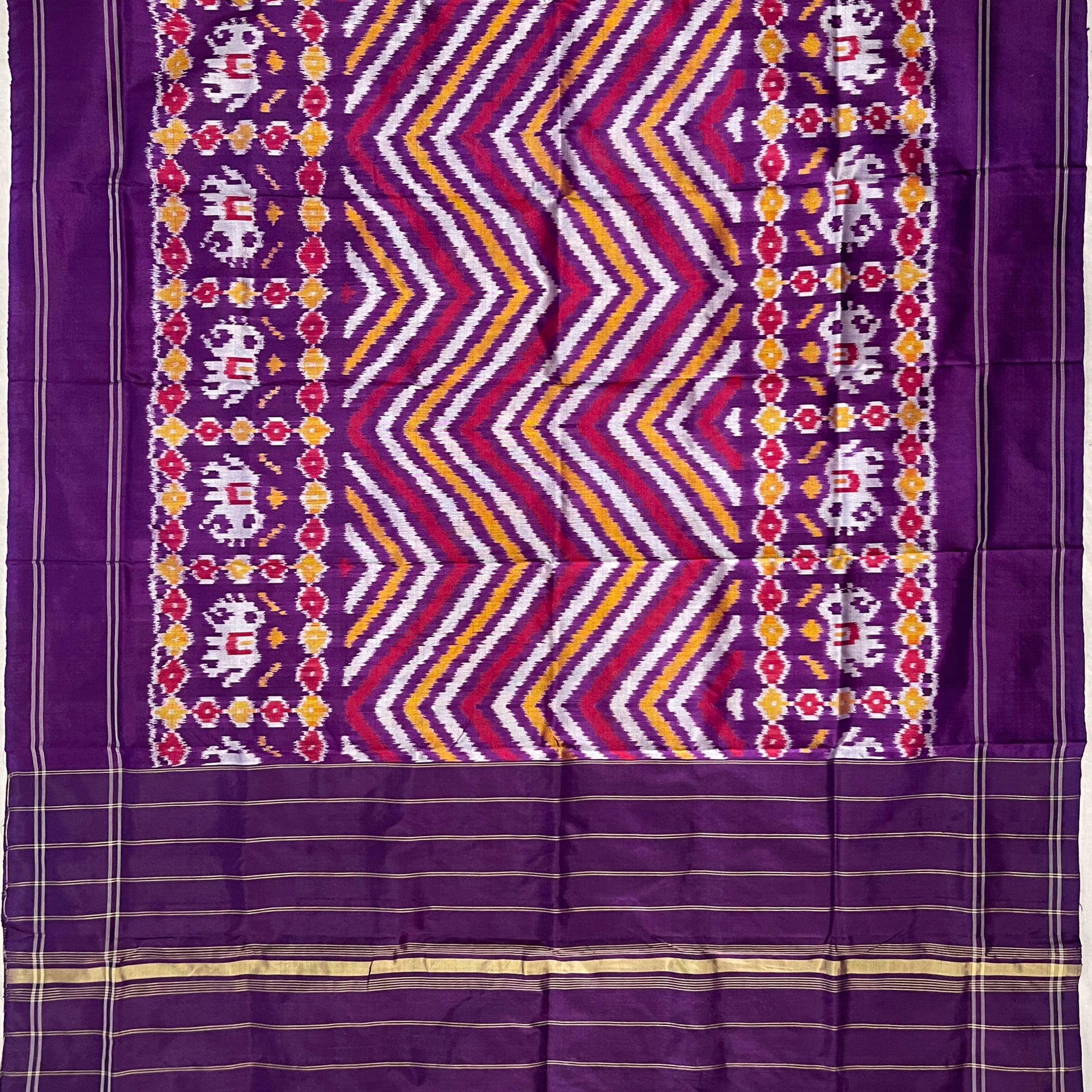 Purple colour Ikkat Handloom silk duppata