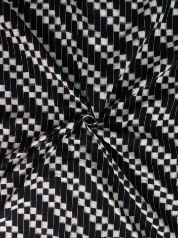 Zet  Black  Step Design  Black Double Ikkat Cotton Fabric