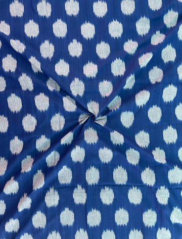 Royal blue polka mofits ikkay cotton fabric in handloom