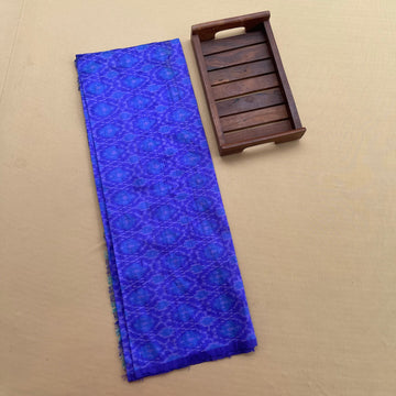 Blue Ikkat Raw silk Fabric