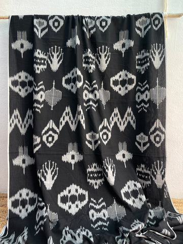 CENTRAL ASIAN IKKAT FABRIC IN BLACK IKCA974