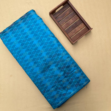 Sky Blue Color Ikkat Raw silk Fabric