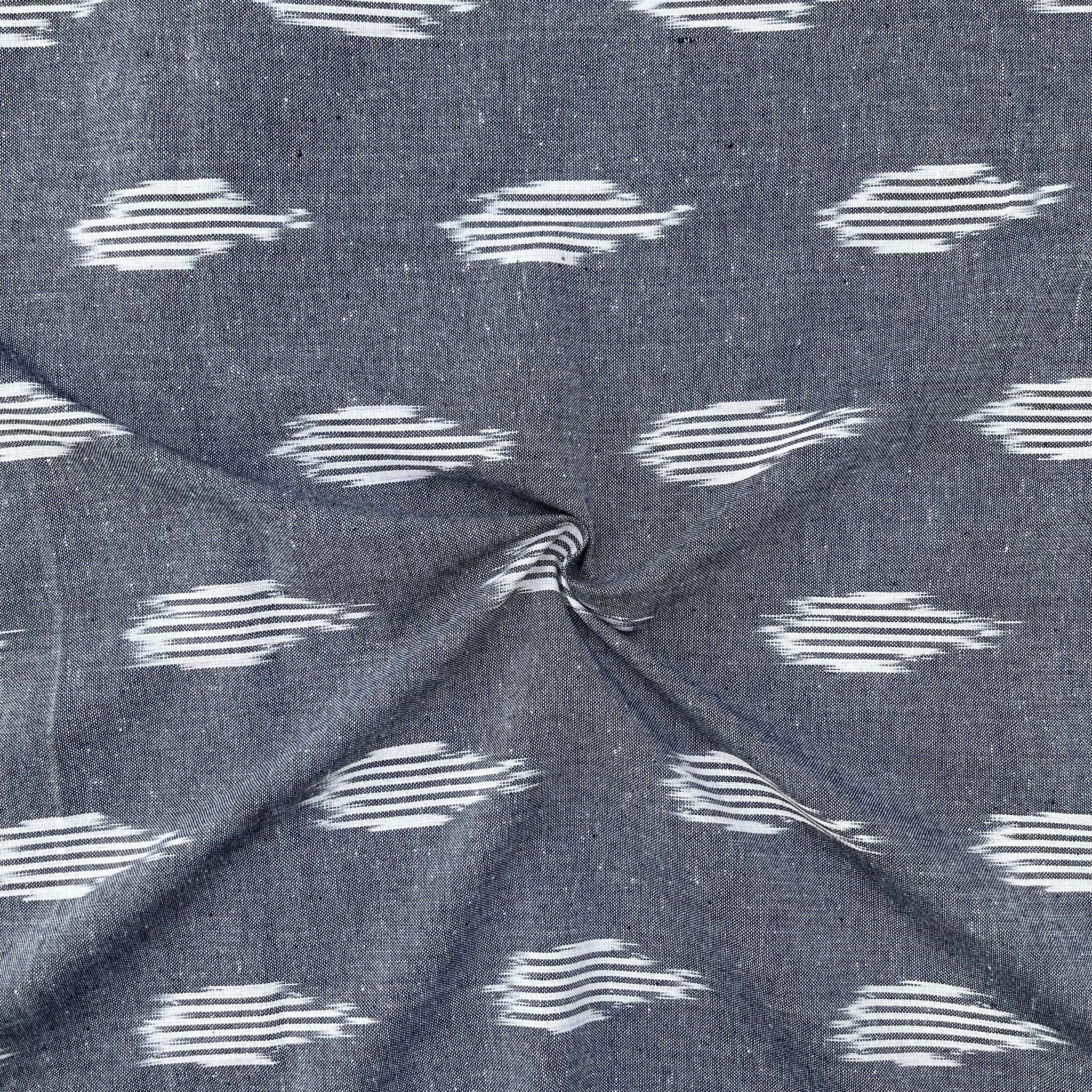 Gray Colour Ikkat Cotton Fabric