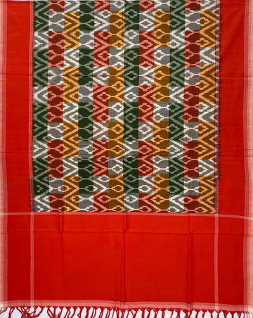 Pochampally Ikkat Cotton Duppata In Multi Colour