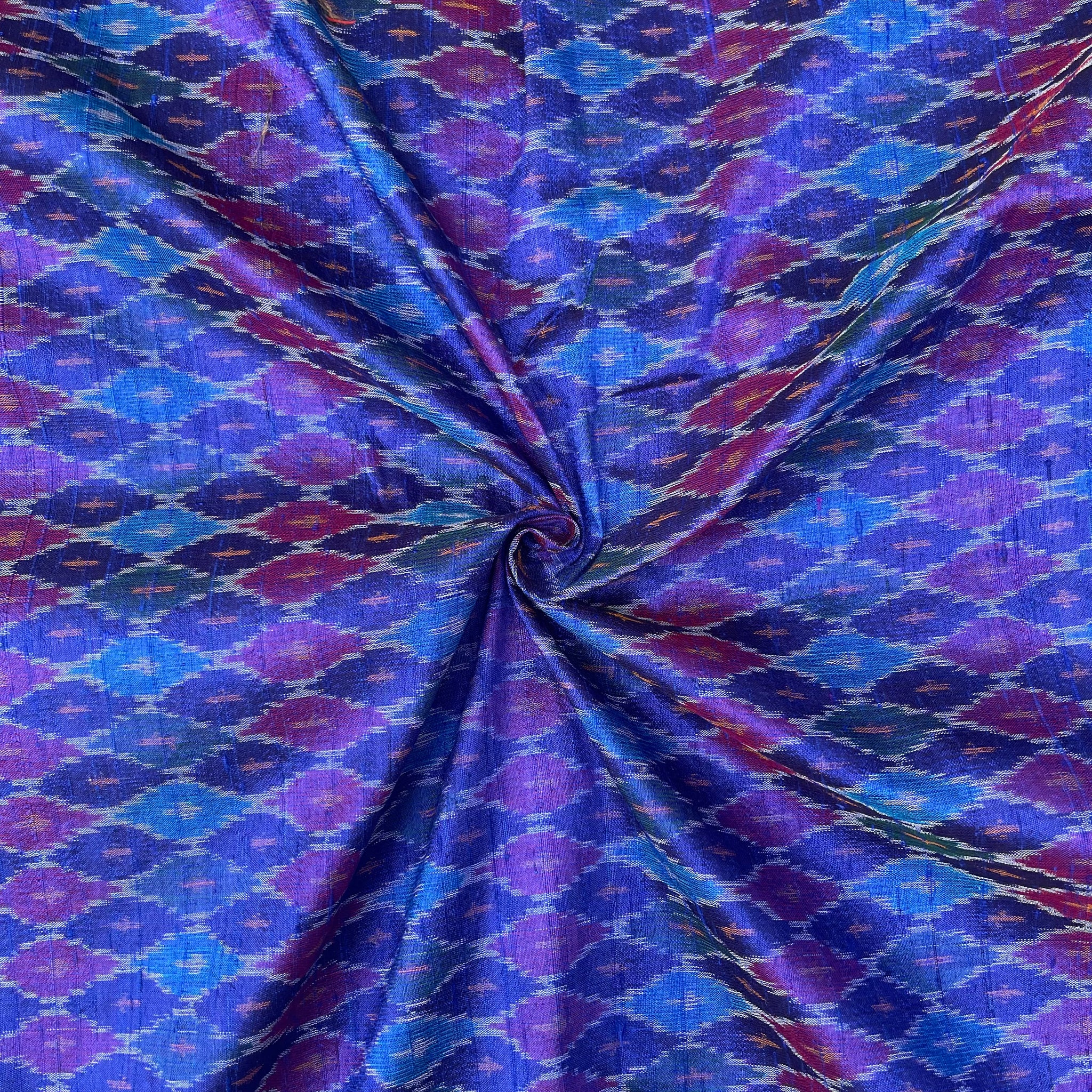 Multi Colour Ikkat Raw silk Fabric