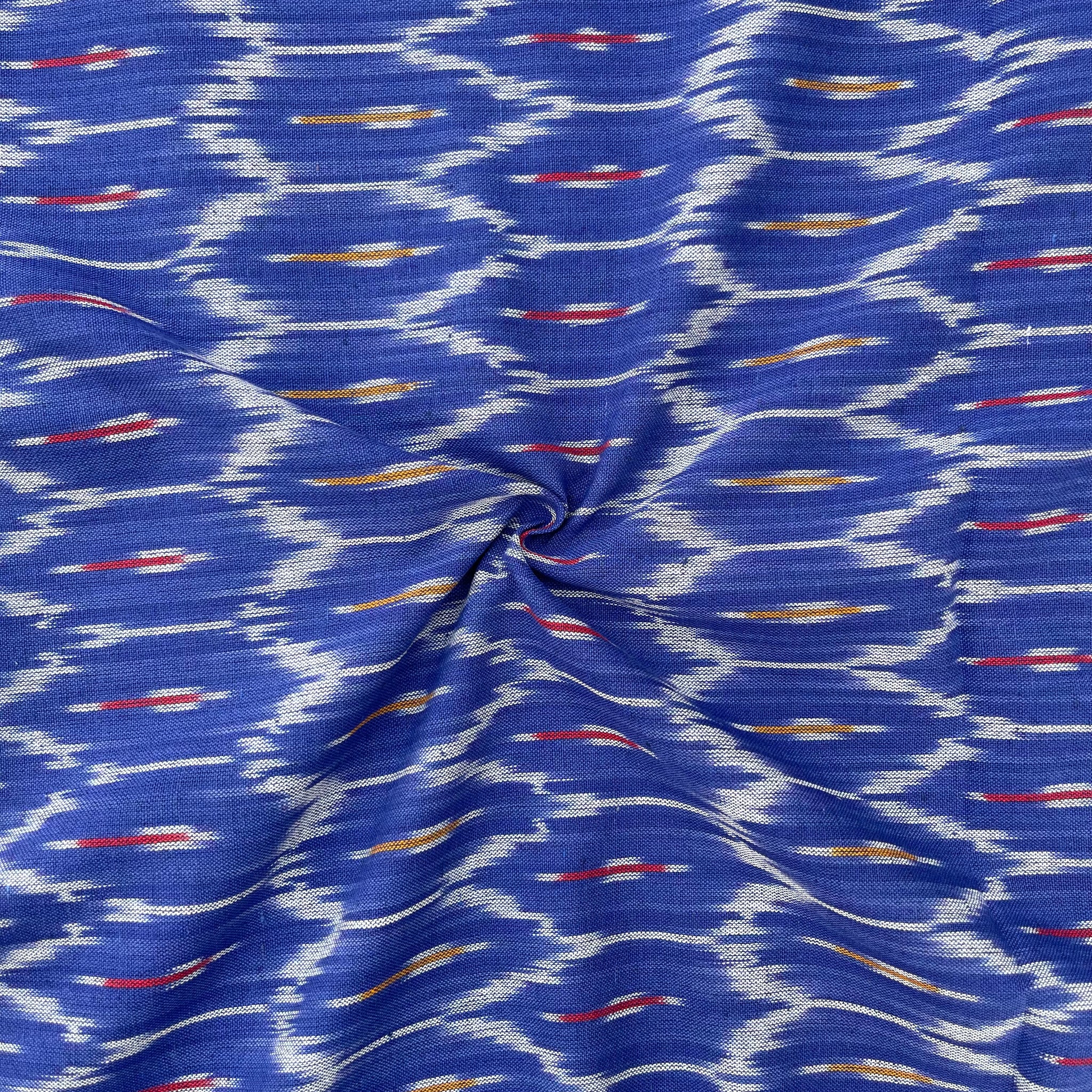 Blue Colour Ikkat Cotton Fabric