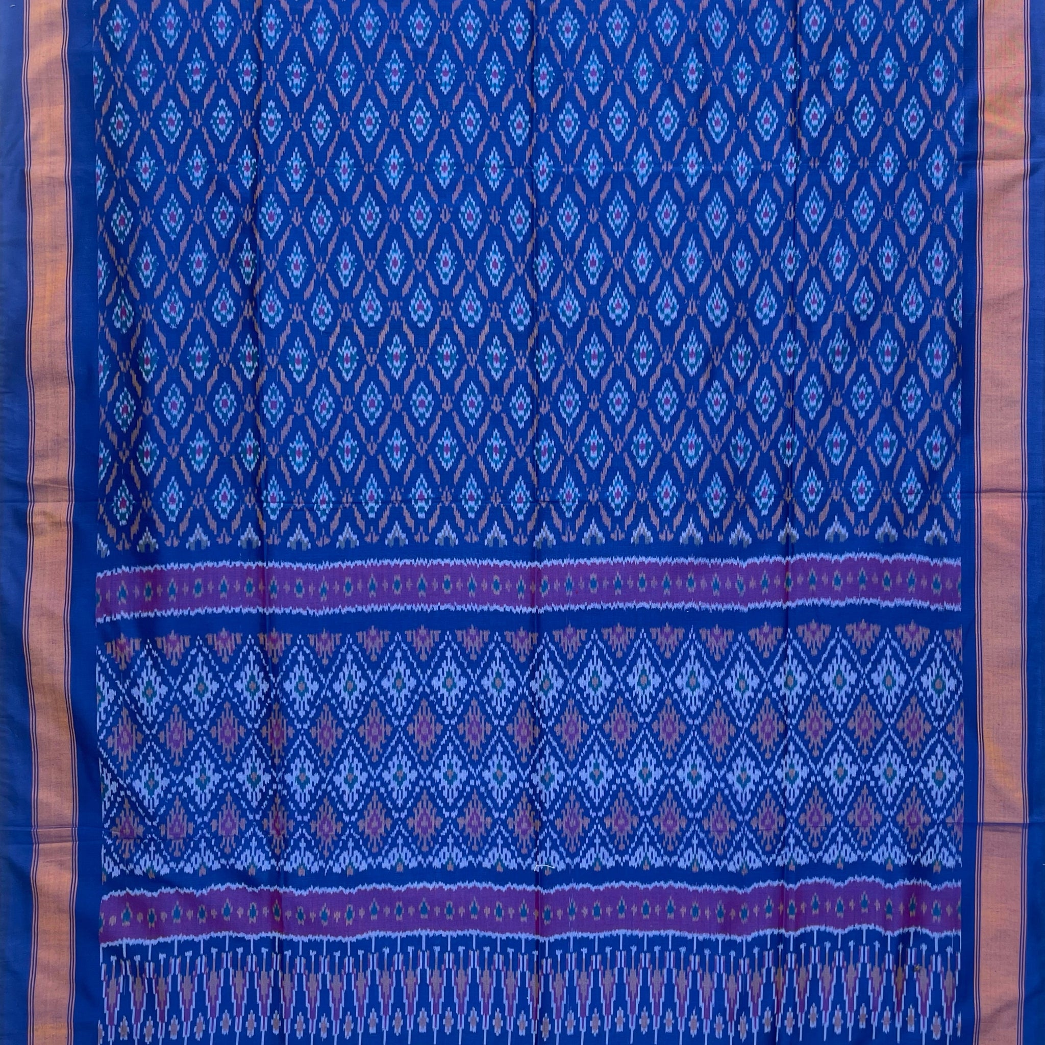 Blue Colour Pochampally Ikkat Silk Cotton Duppata