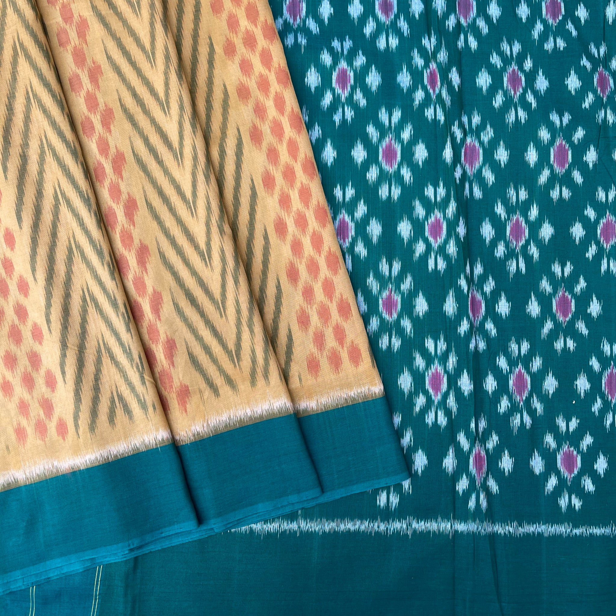 Tree Design ikkat Cotton Sari