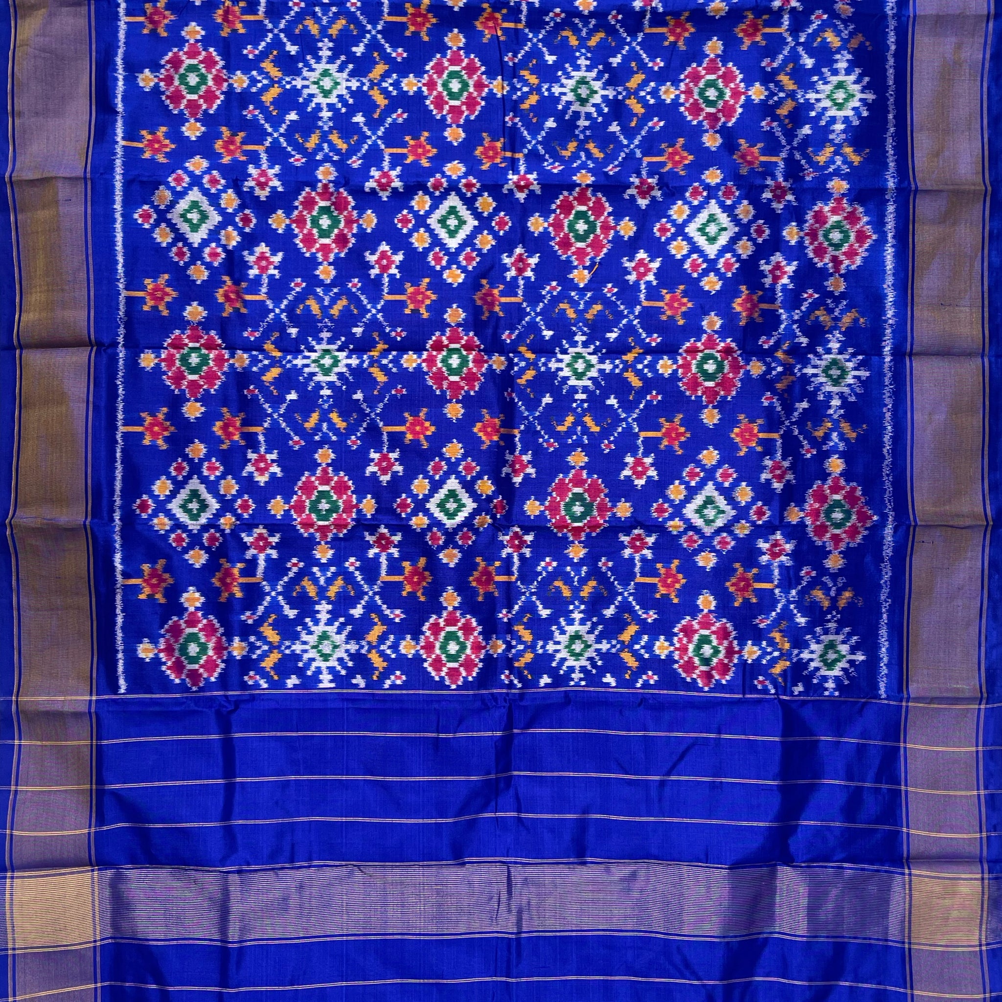 Blue colour Pochampalli Ikkat Handloom silk duppata