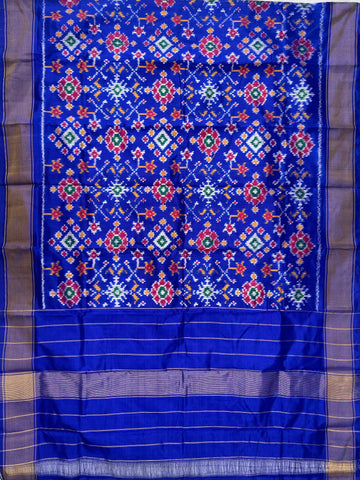 Blue colour Pochampalli Ikkat Handloom silk duppata