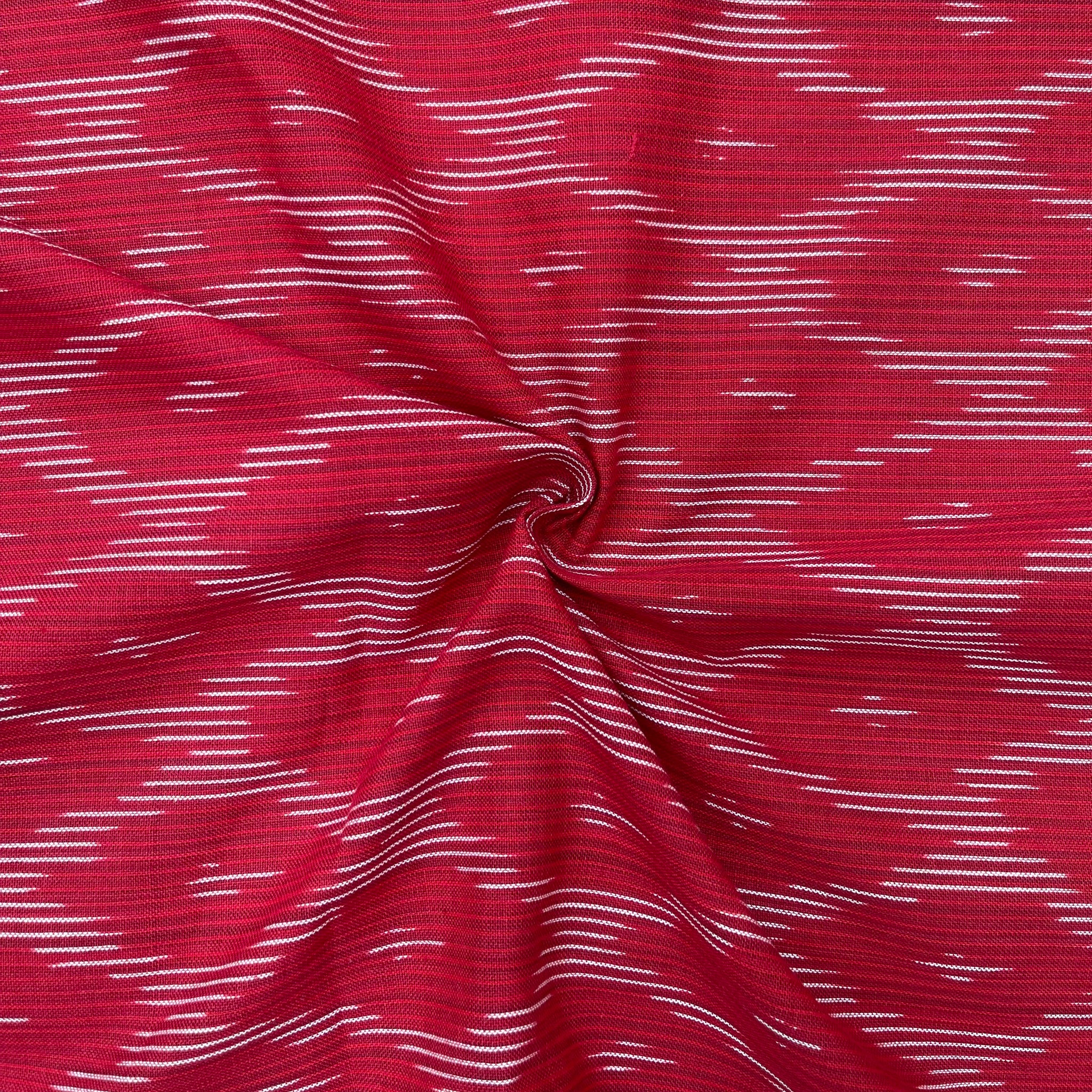Red Colour Ikkat Cotton Fabric