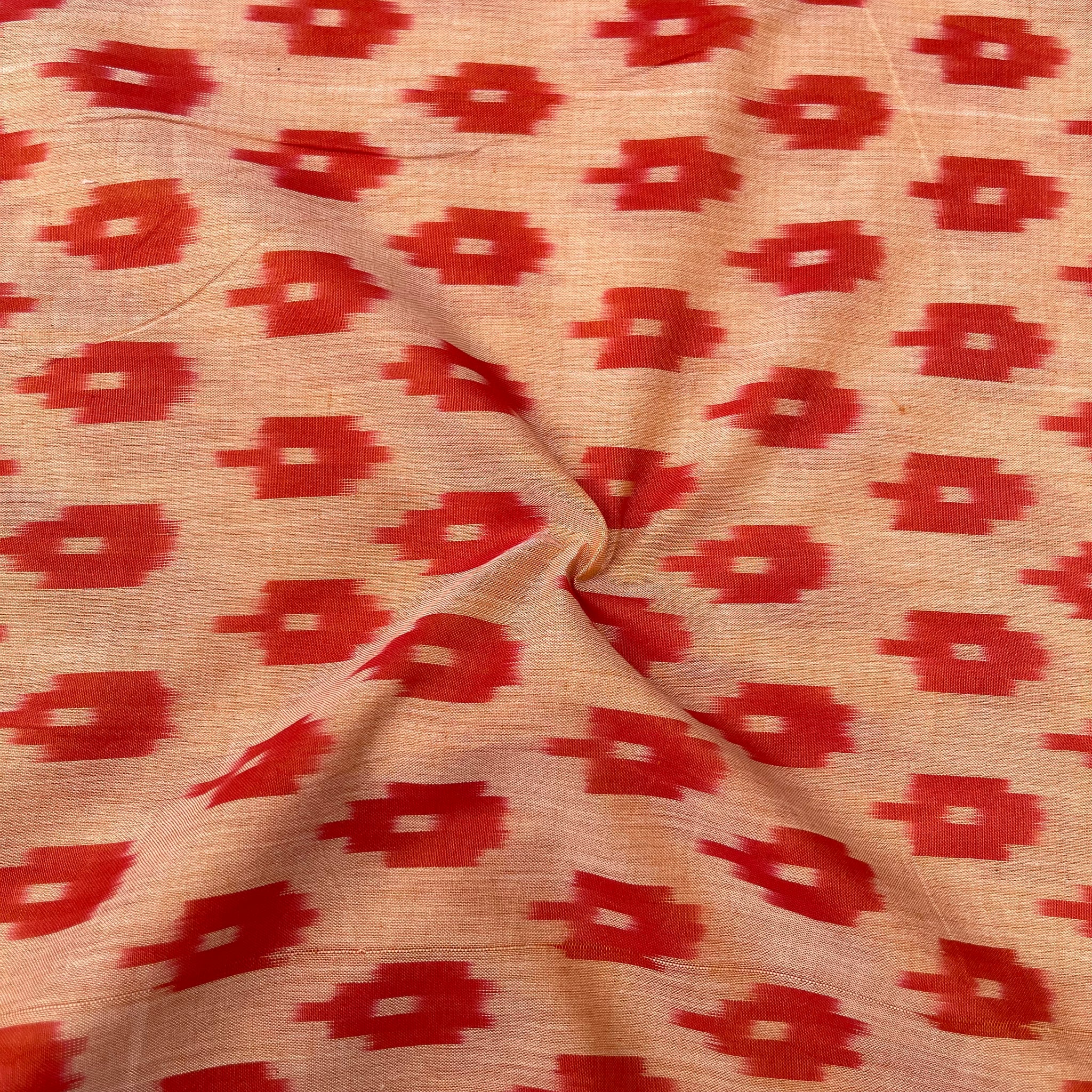 Mersiced Pastel Orange Colour Ikkat Cotton Fabric