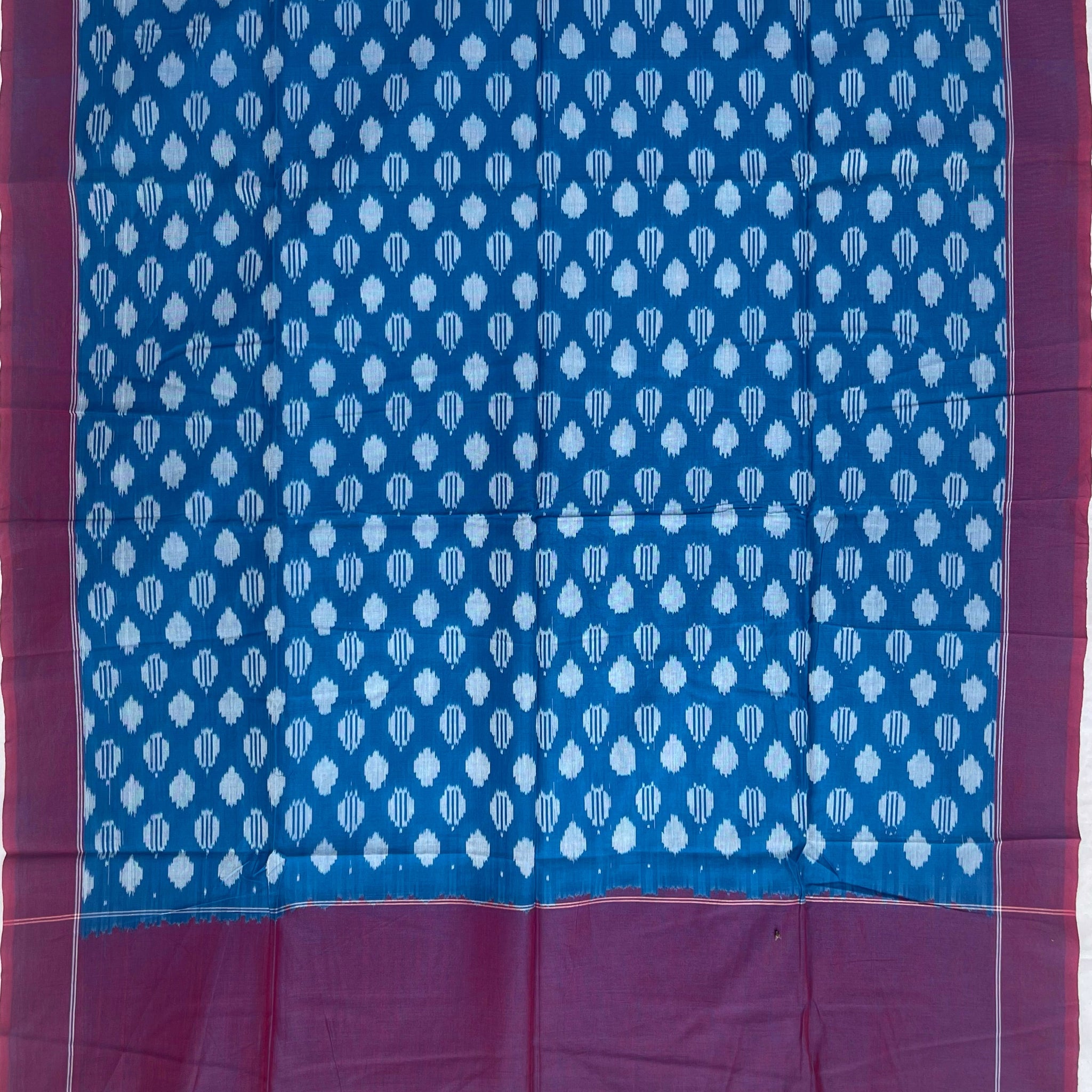 Pochampally Ikkat Cotton Duppata In  Blue  Colour