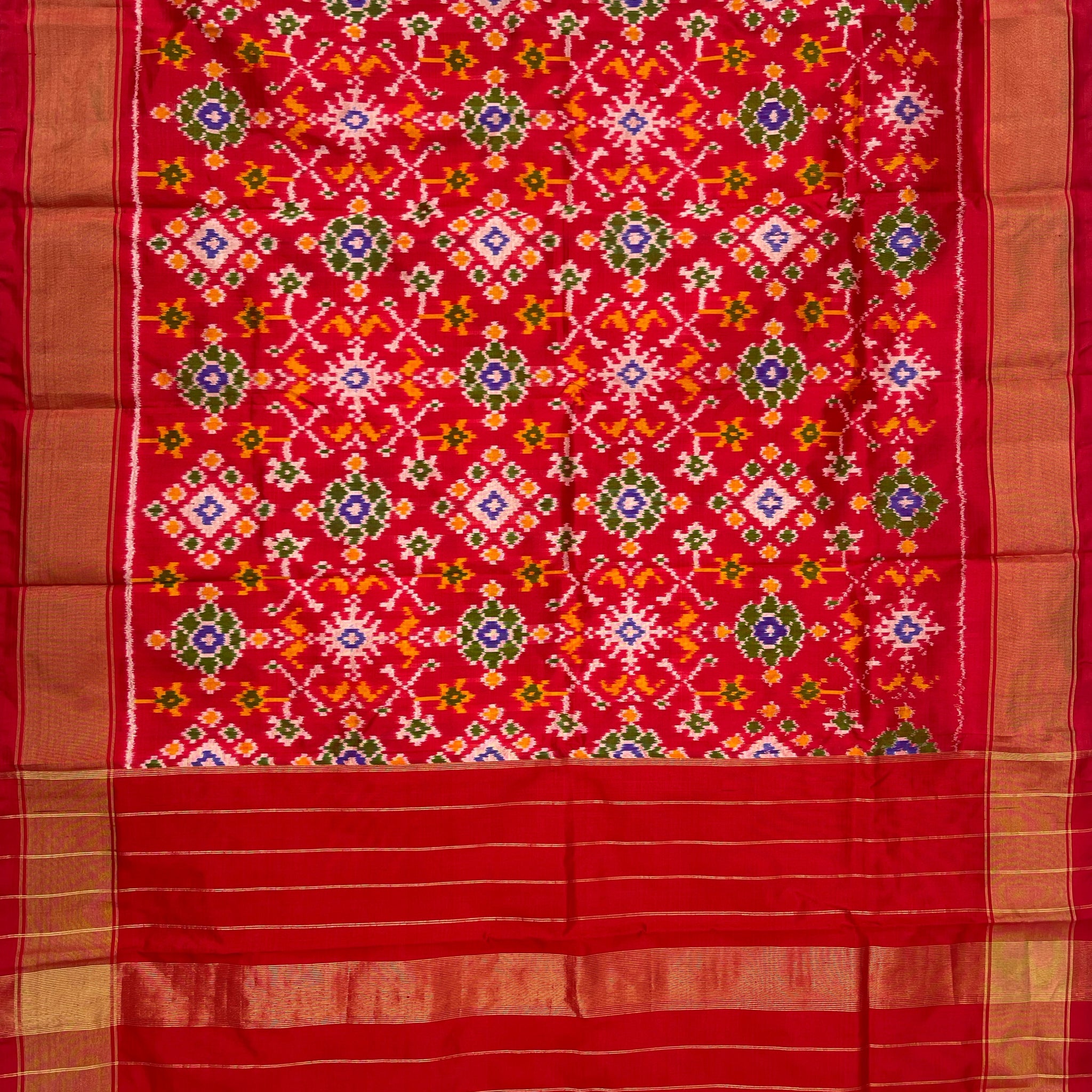 Red colour Pochampalli Ikkat Handloom silk duppata