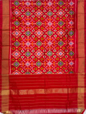 Red colour Pochampalli Ikkat Handloom silk duppata