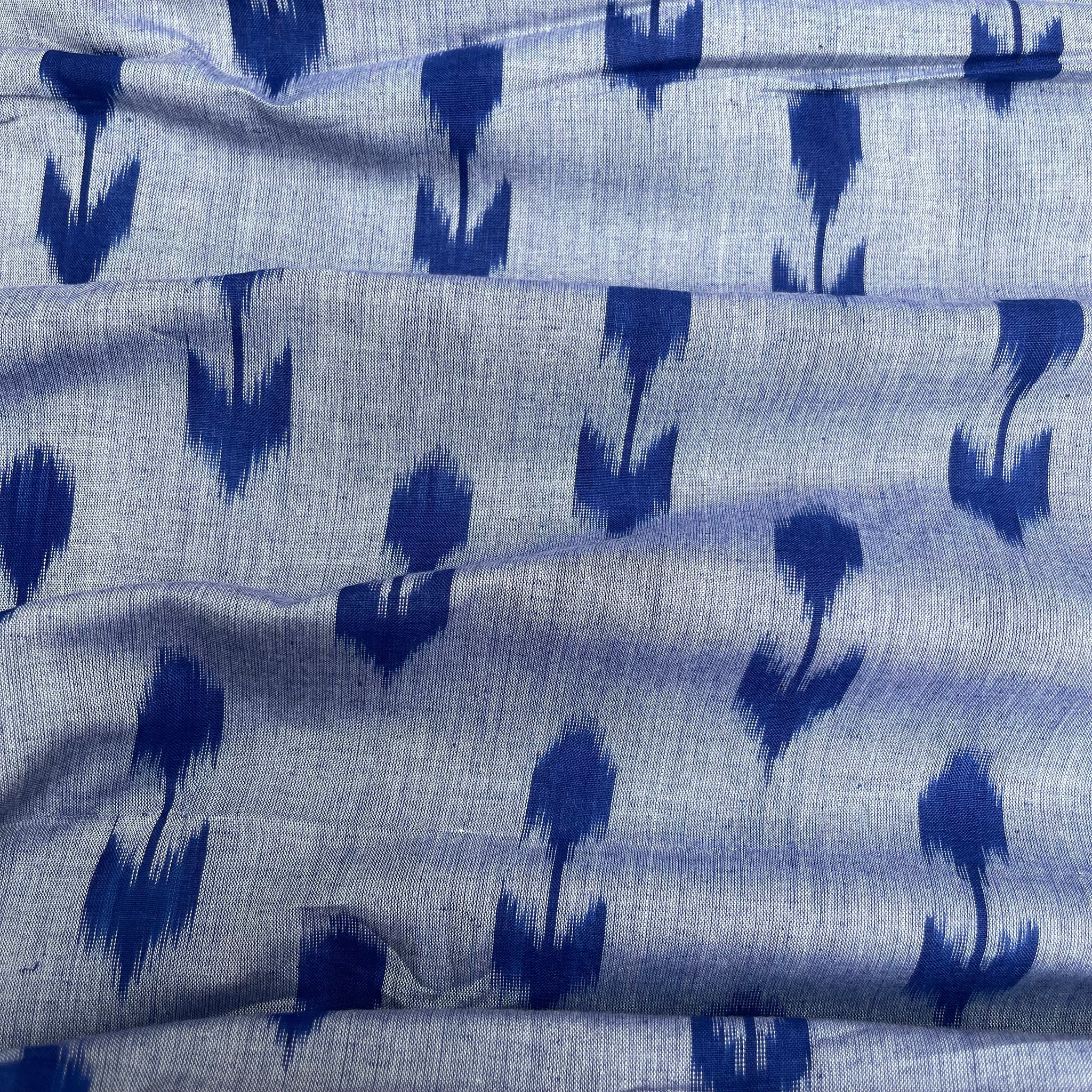 Merisced  Blue ikkat Cotton Fabric