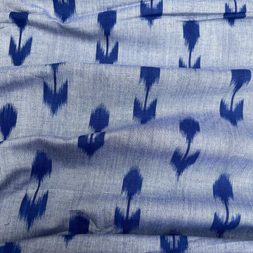Merisced  Blue ikkat Cotton Fabric