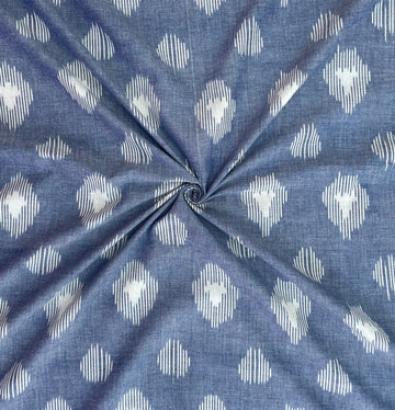 Corn flower Blue Ikkat Handloom Cotton Fabric