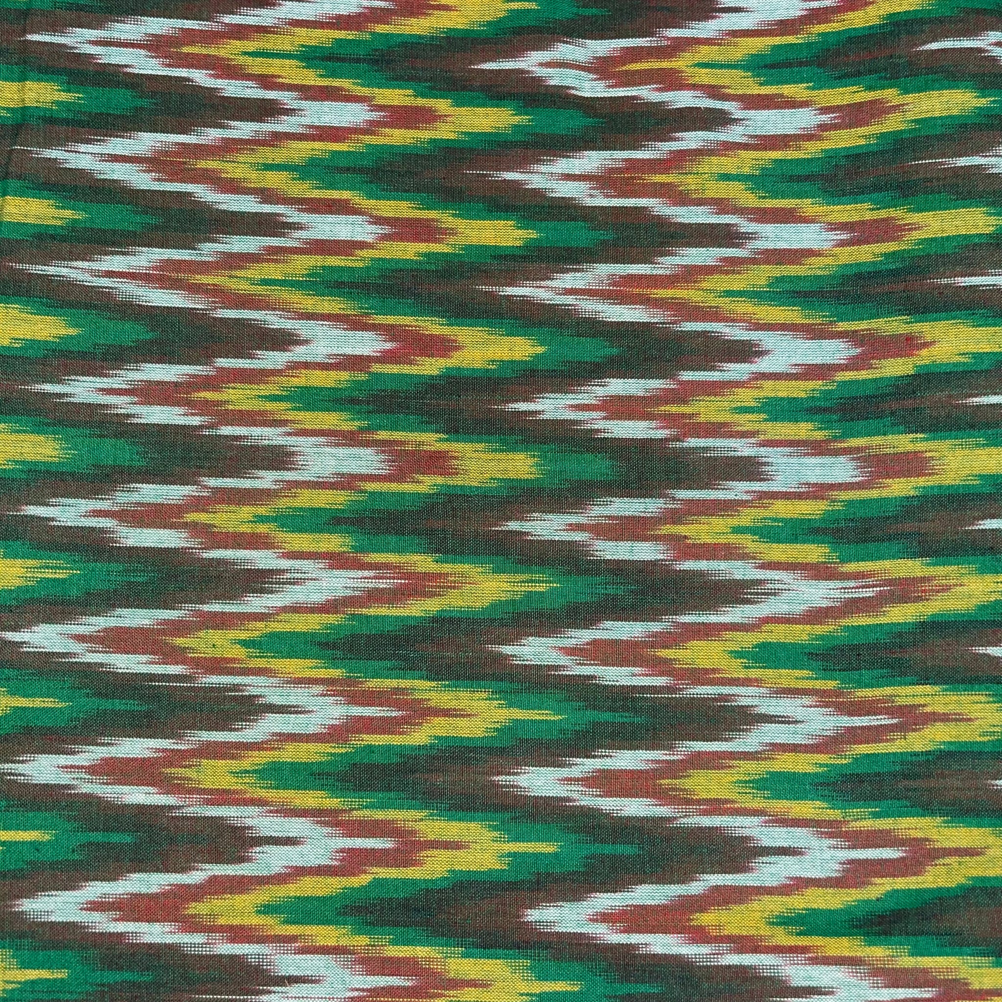 Green Zig Zag Ikkat Cotton Fabric