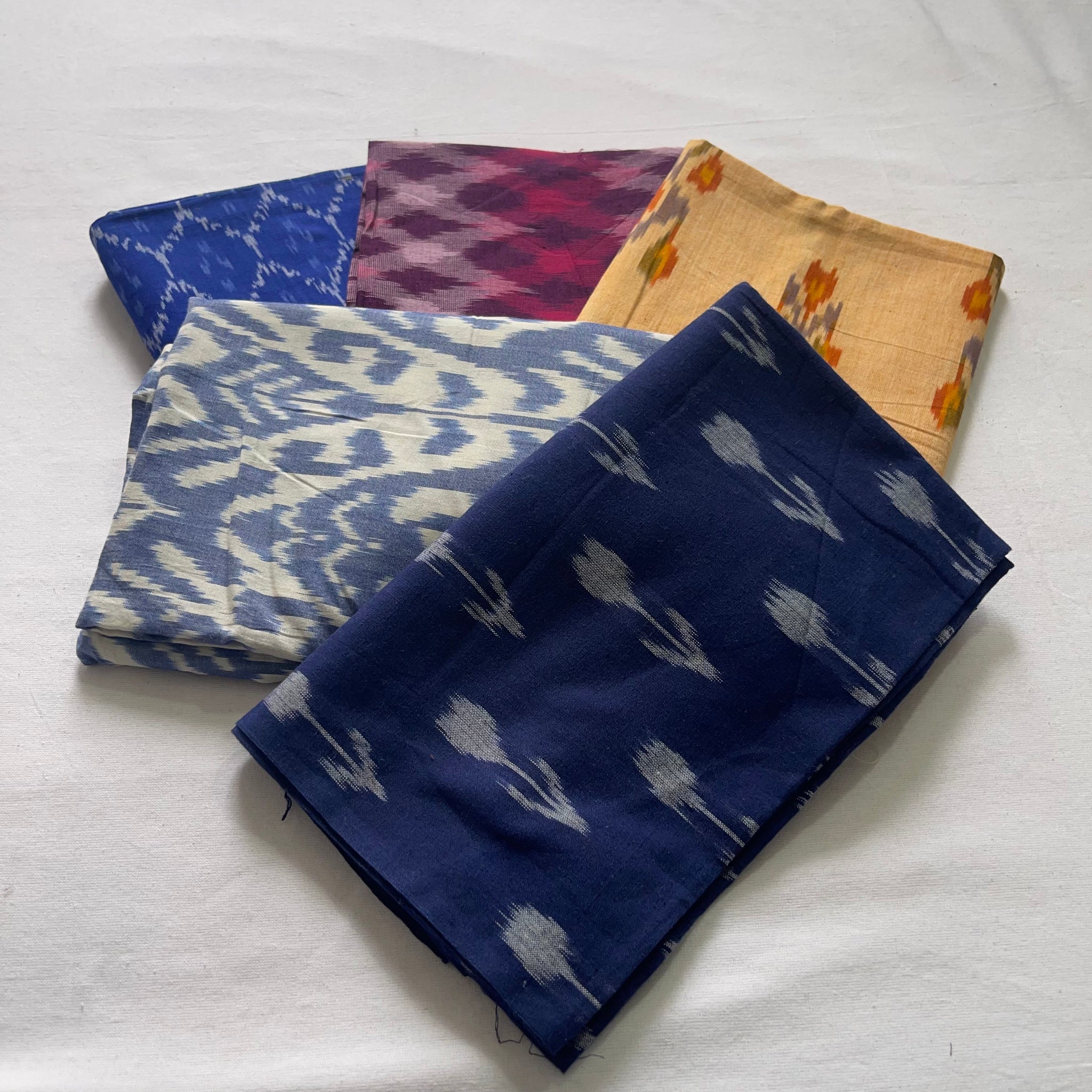 Buy 3 Get 2 Free" offer for the set of 5 blouse fabrics (1 meter each)