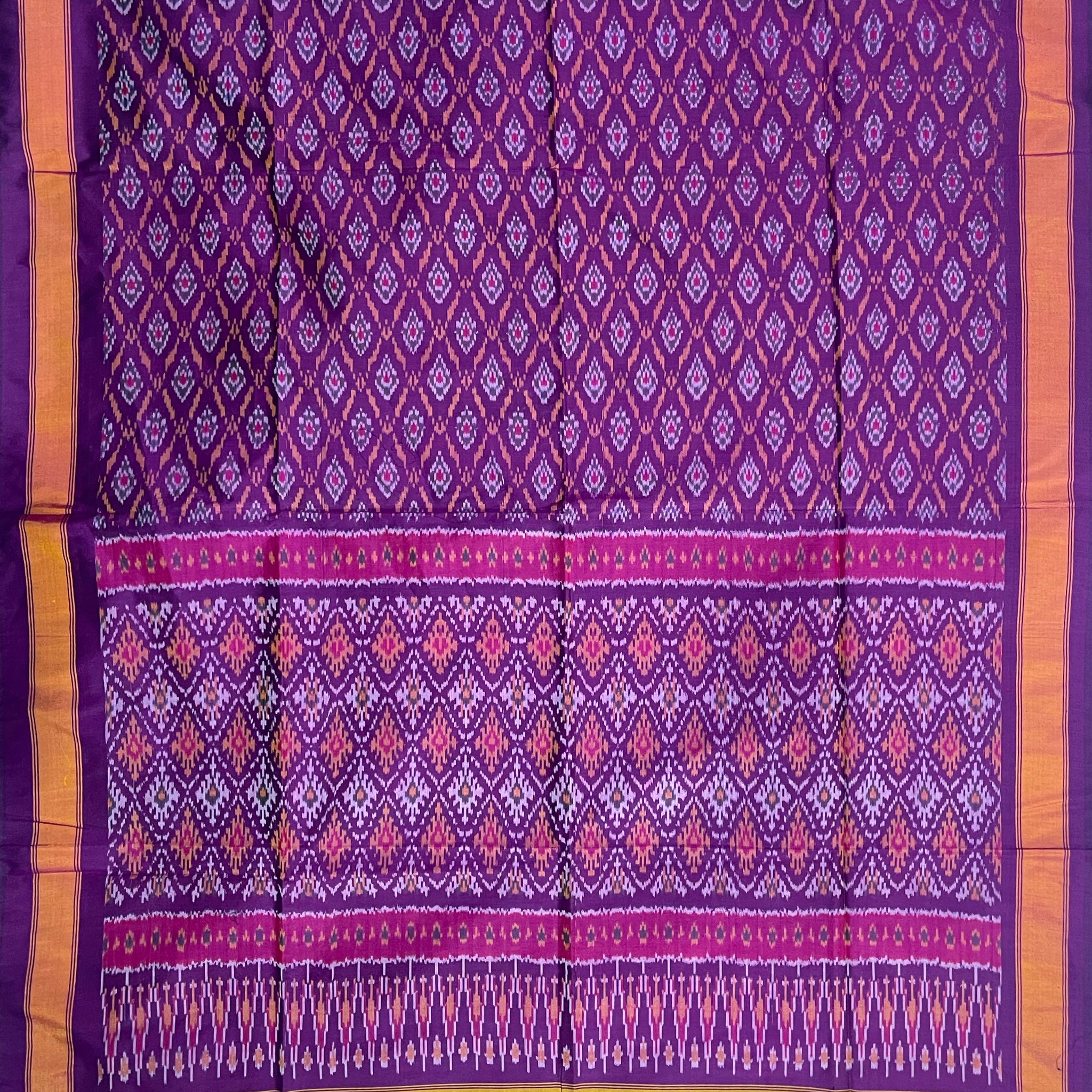 Purple Colour Pochampally Ikkat Silk Cotton Duppata