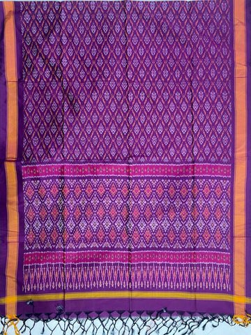 Purple Colour Pochampally Ikkat Silk Cotton Duppata