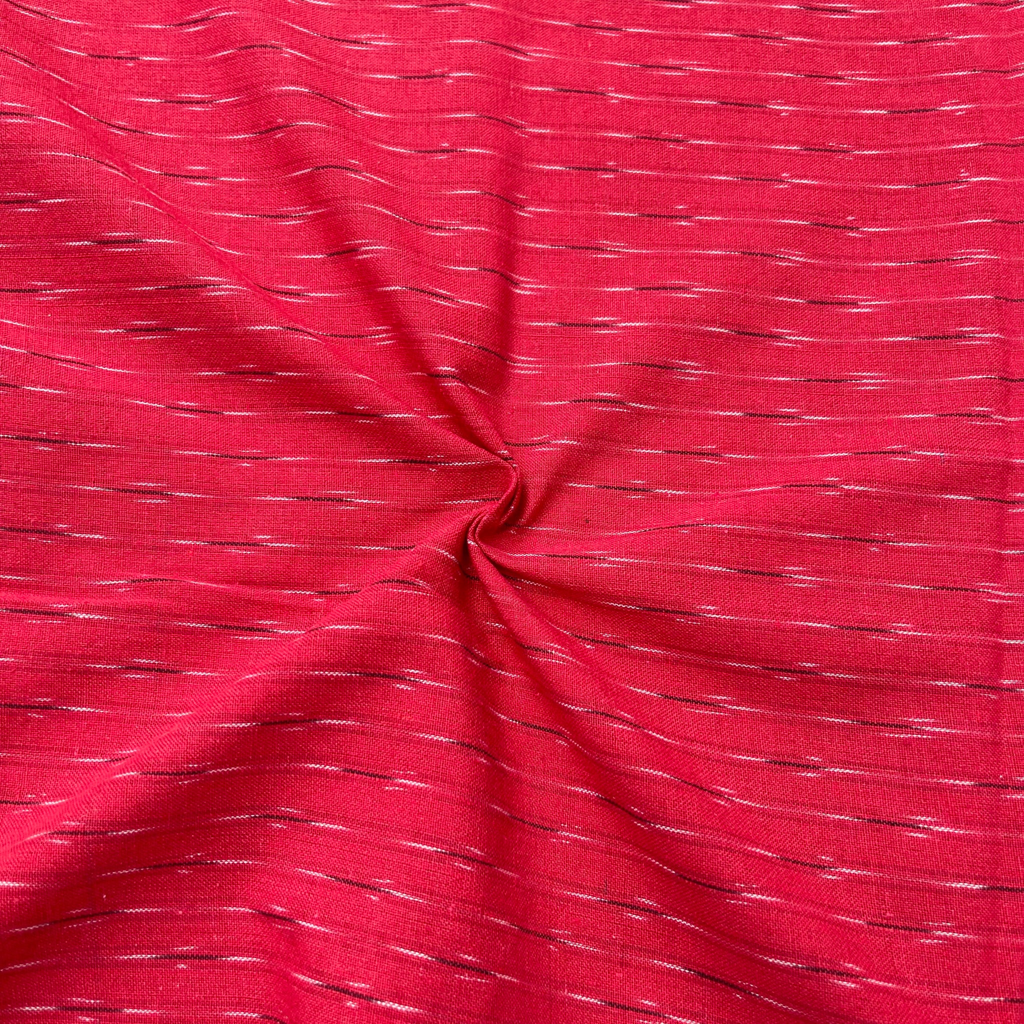 Red Colour Ikkat Cotton Fabric