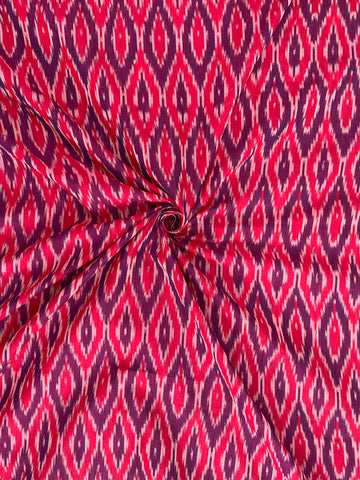 Mercerised Red & Marron Ikkat Handloom Cotton Fabric