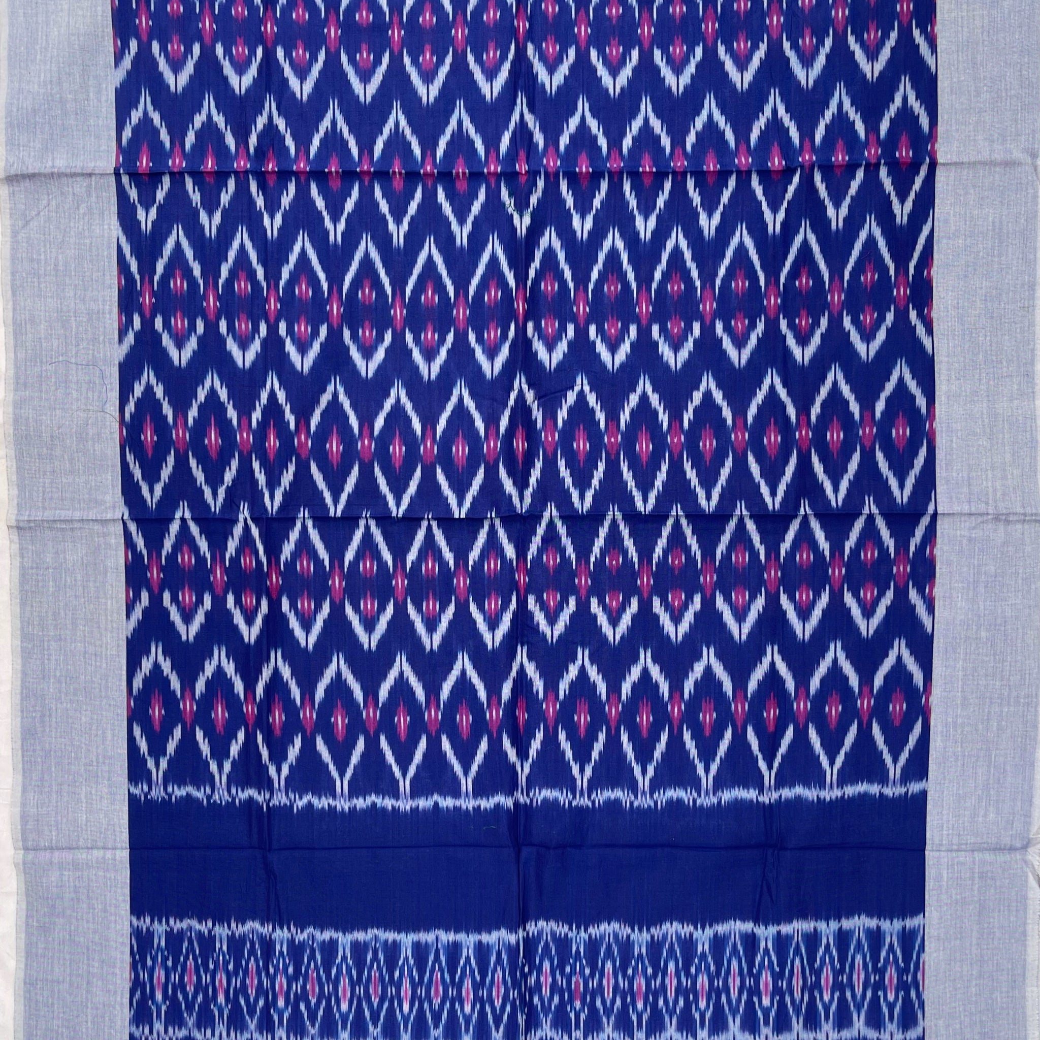 Pochampally Ikkat Cotton Duppata In Blue Colour