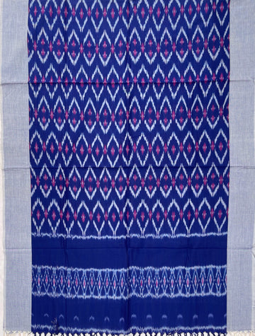 Pochampally Ikkat Cotton Duppata In Blue Colour