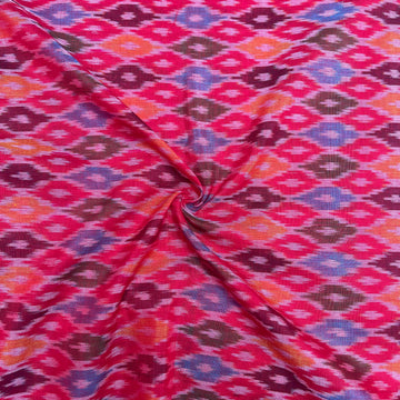 Multi Color Raw Silk Ikkat cotton Fabric