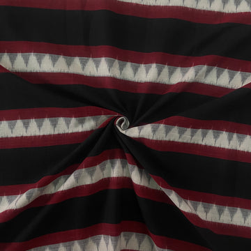 Double Ikkat Handloom Strips in Black & Marron Ikkat Cotton Fabric IKD009