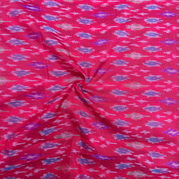 Red Color Raw Silk Ikkat cotton Fabric