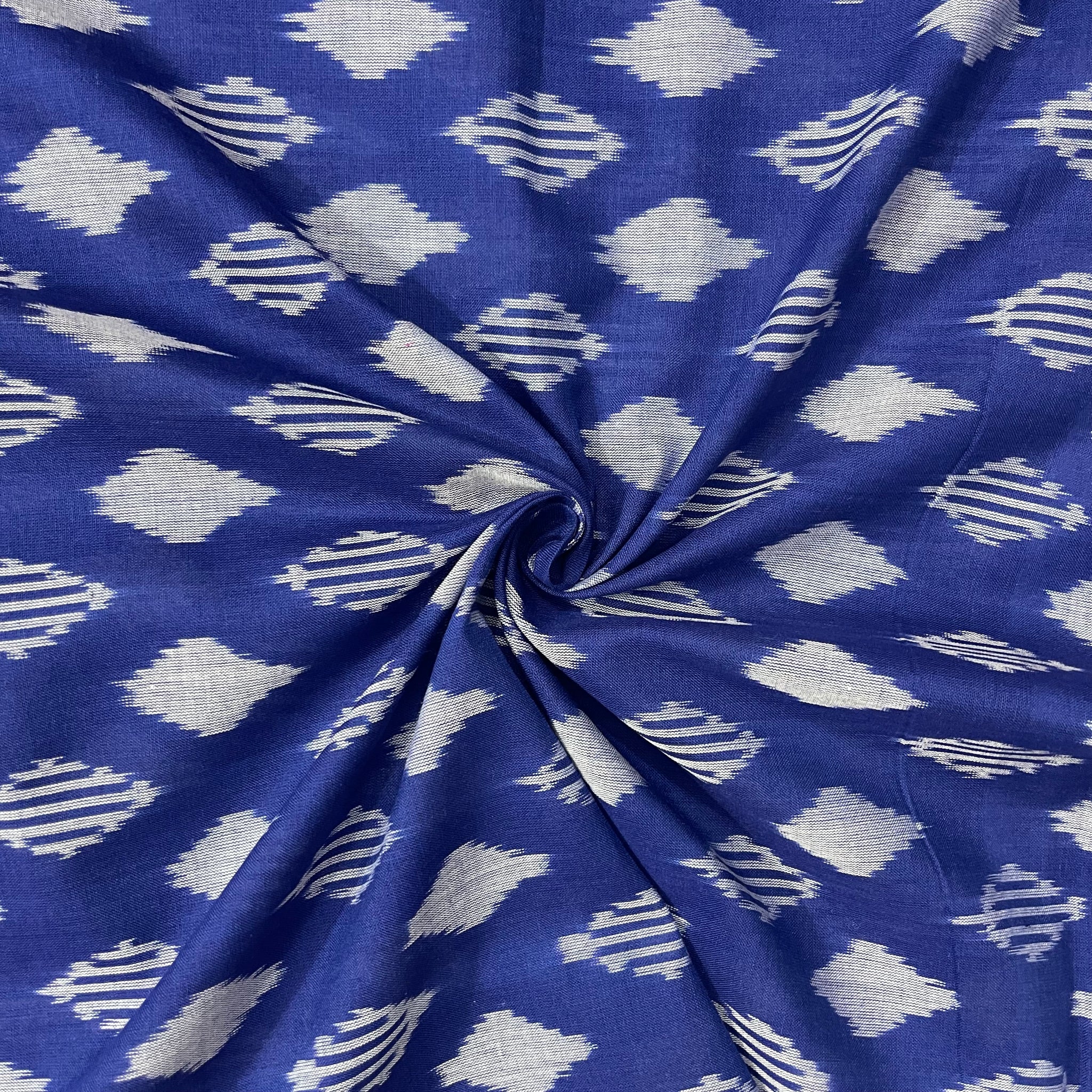 Blue Mersiced Ikkat cotton Fabric
