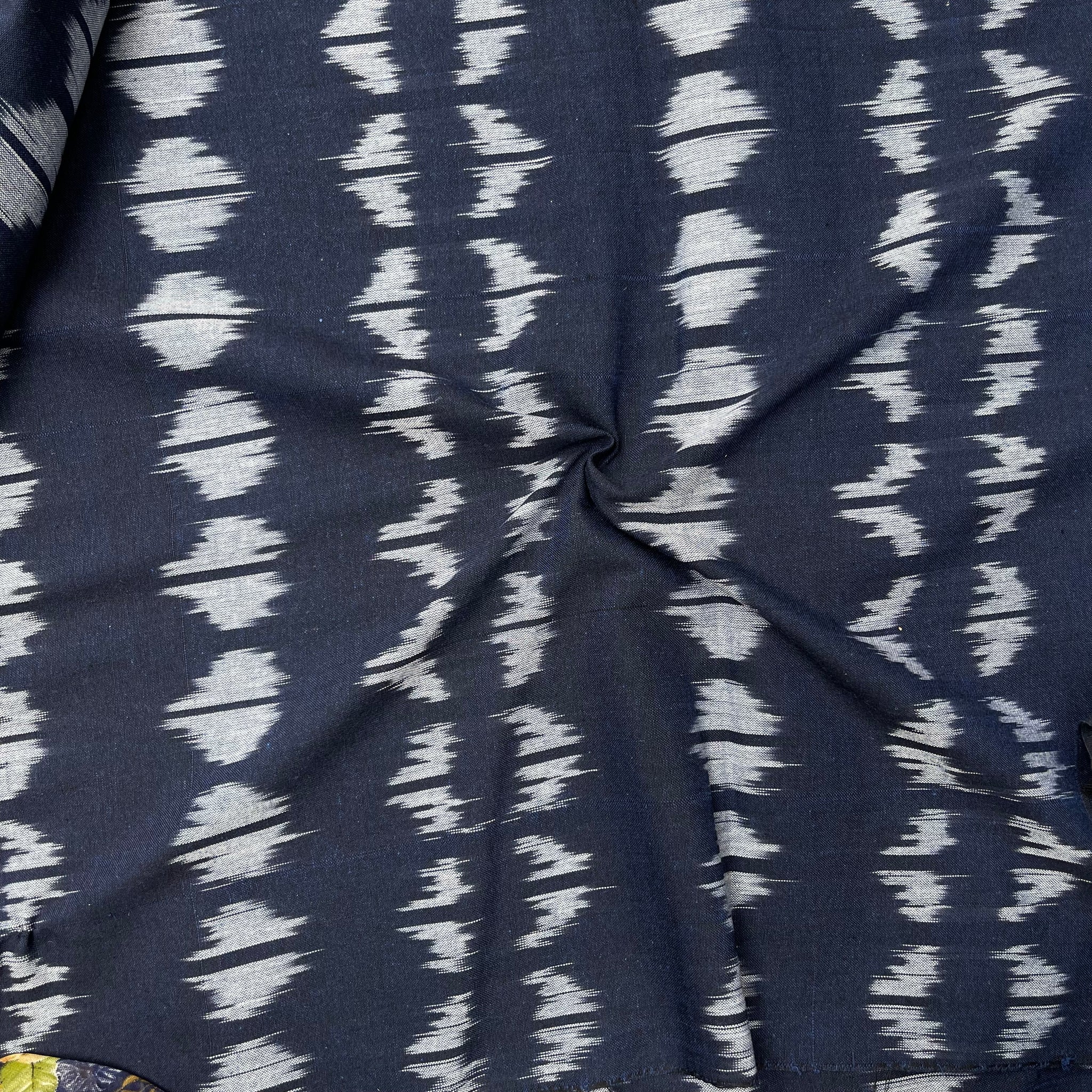Navi Blue Colour Ikkat Cotton Fabric