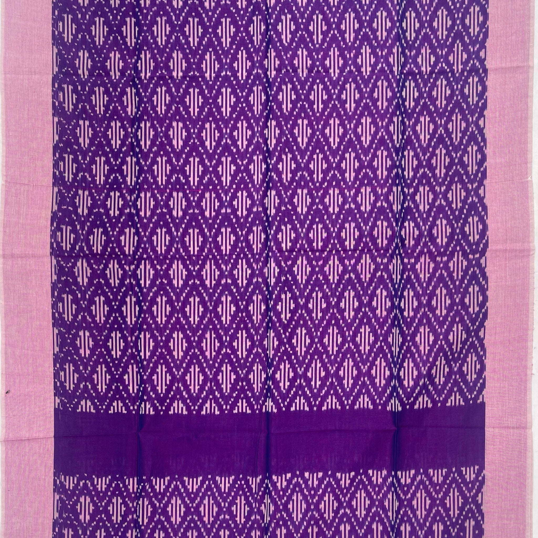 Pochampally Ikkat Cotton Duppata In Blue & Pink