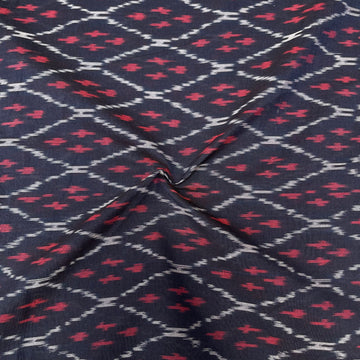 Mersiced Navi Blue Ikkat Cotton Fabric