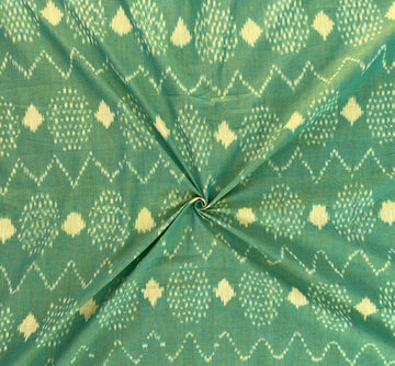 Parrot Green Design In Ikkat Handloom Fabric