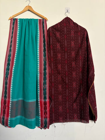 Pure Handloom Ikkat 3-Piece Dress Material Set