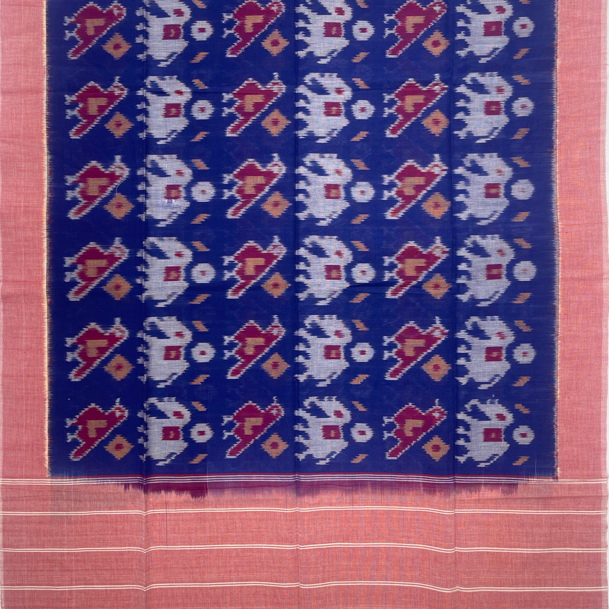 Pochampally Ikkat Cotton Duppata In Blue Colour