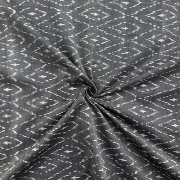 Grey Mercerized Ikkat Cotton Fabric
