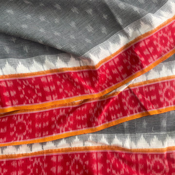 Border Design Double Ikkat Handloom Cotton Fabric IKDO07