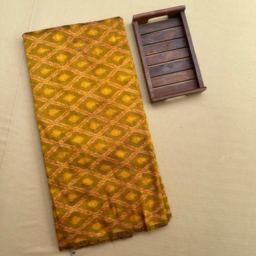 Gold Ikkat Raw silk Fabric
