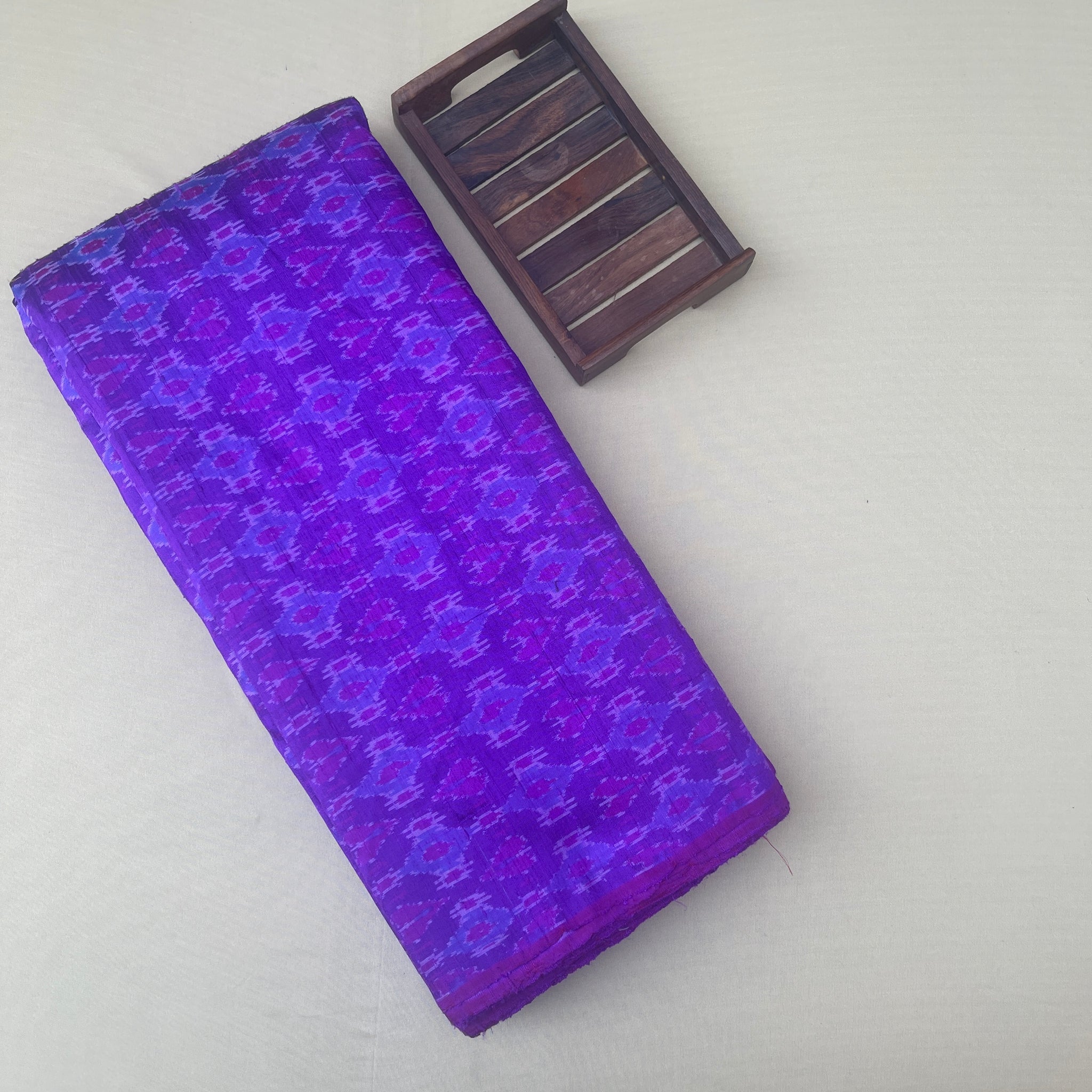 Purple Ikkat Raw silk Fabric